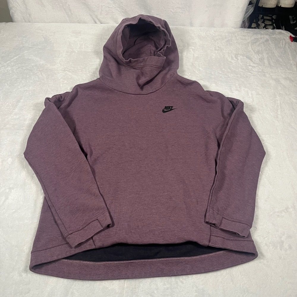 Nike Womens Funnel Neck Hoodie‎ Plum Purple Heather Fleece Pullover Small S